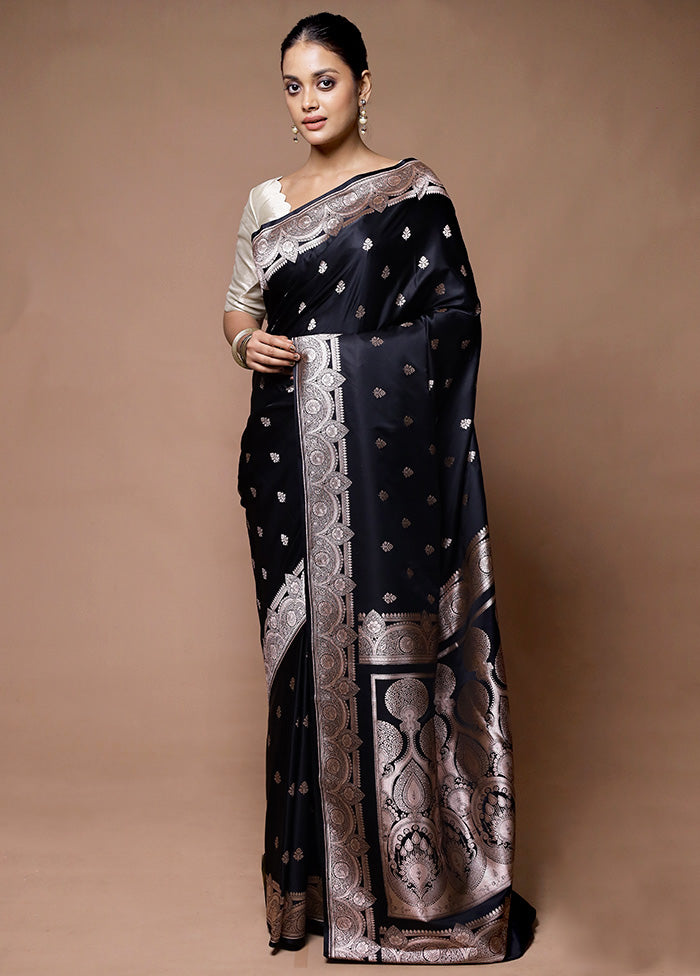 Black Katan Silk Saree With Blouse Piece Discount