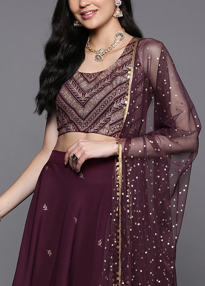 Wine Silk Readymade Lehenga With Dupatta Outlet Locations Sale Online