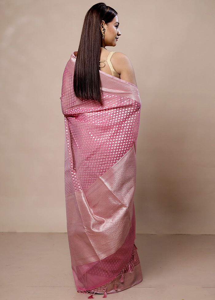 Pink Kora Silk Saree With Blouse Piece Sast Online