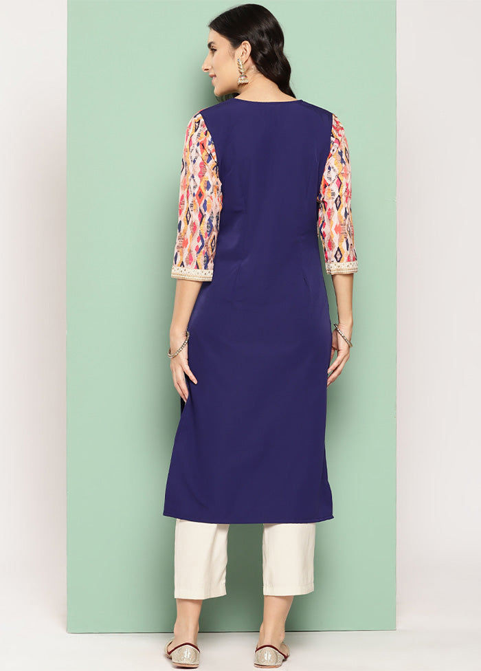 Navy Blue Readymade Cotton Kurti Pay With Paypal