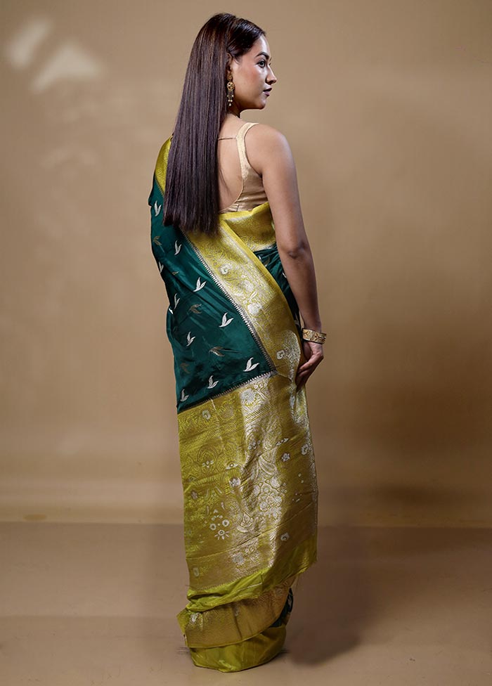 Green Dupion Silk Saree With Blouse Piece Buy Cheap 2025 Newest