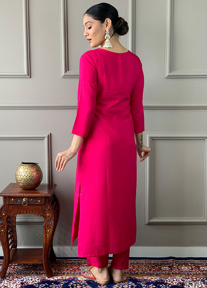 3 Pc Pink Readymade Viscose Suit Set Buy Cheap Order