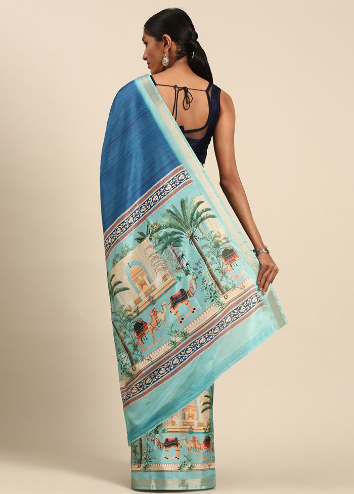 Sky Blue Cotton Saree With Blouse Piece Buy Cheap Cheapest Pice