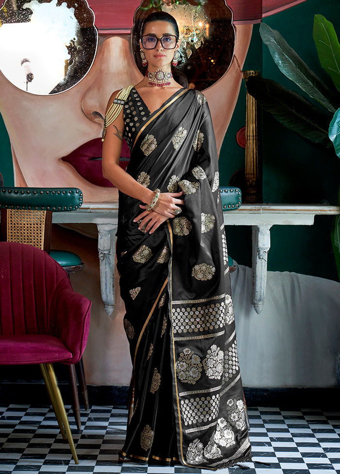 Black Spun Silk Saree With Blouse Piece Buy Cheap Eastbay