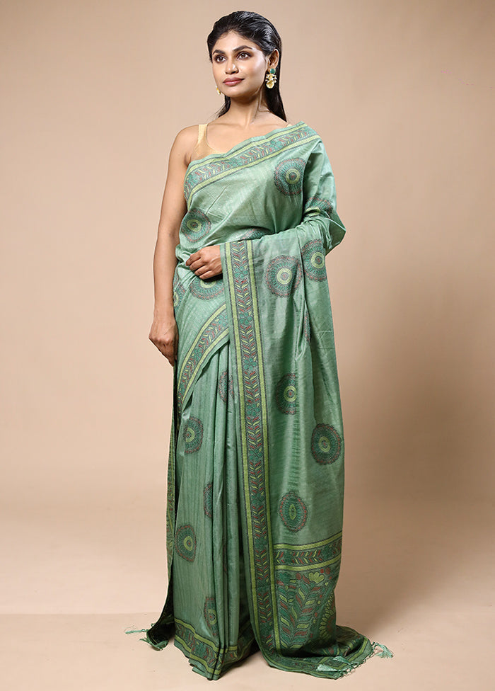 Green Dupion Silk Saree With Blouse Piece Hot Sale Cheap Pice