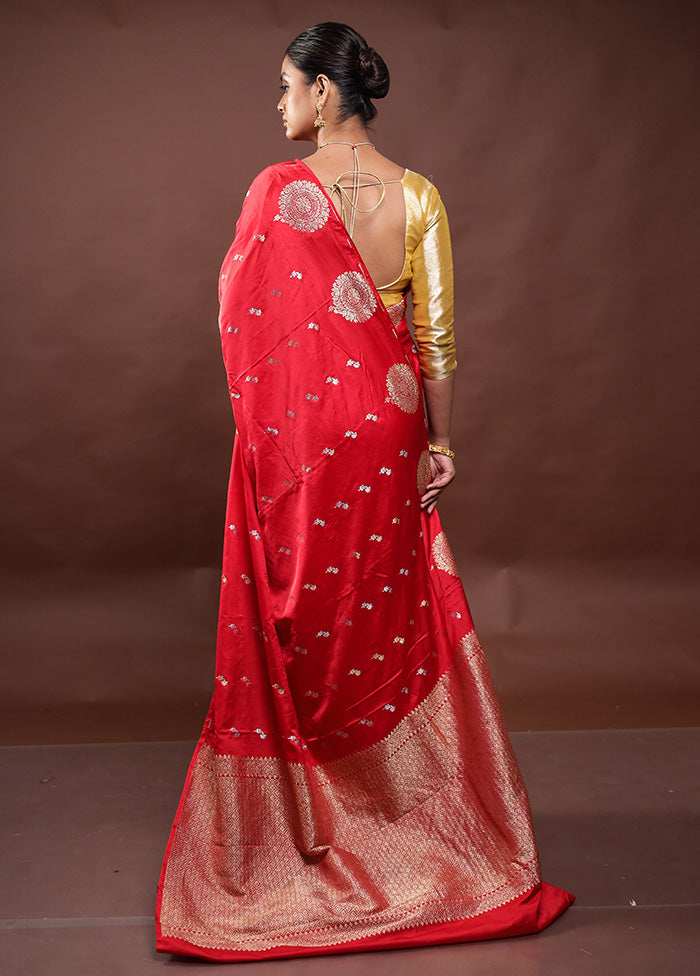 Red Dupion Silk Saree With Blouse Piece Amazon Online