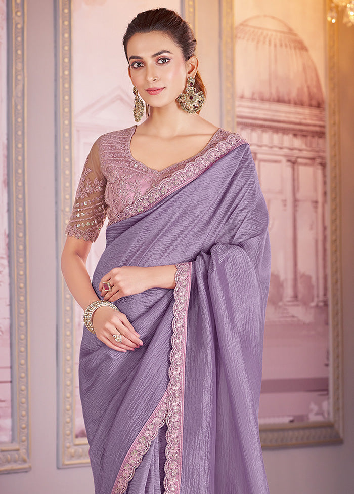 Lavender Spun Silk Saree With Blouse Piece Buy Cheap Low Cost