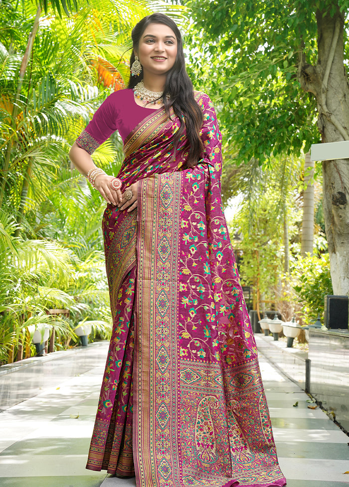 Wine Pasmina Silk Saree With Blouse Piece Cheap From China