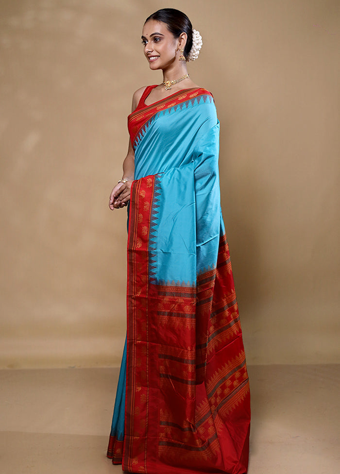 Blue Kanjivaram Silk Saree With Blouse Piece New Arrival