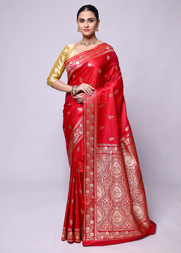 Pink Banarasi Silk Saree With Blouse Piece Geniue Stockist For Sale