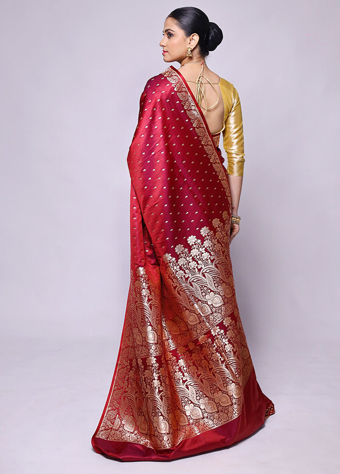 Maroon Banarasi Silk Saree With Blouse Piece Latest Sale Online