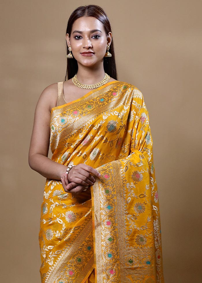 Yellow Georgette Saree With Blouse Piece Outlet Finishline