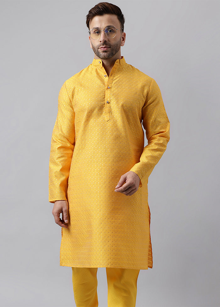 Yellow Viscose Jacquard Long Kurta Buy Cheap Buy