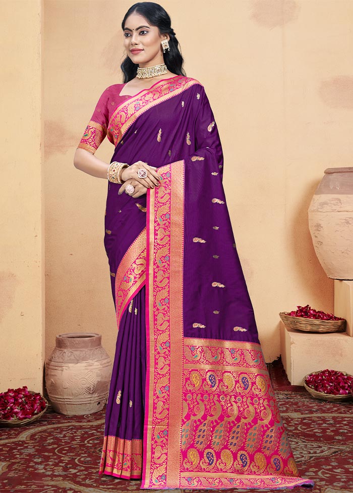 Wine Dupion Silk Saree With Blouse Piece Sale Genuine