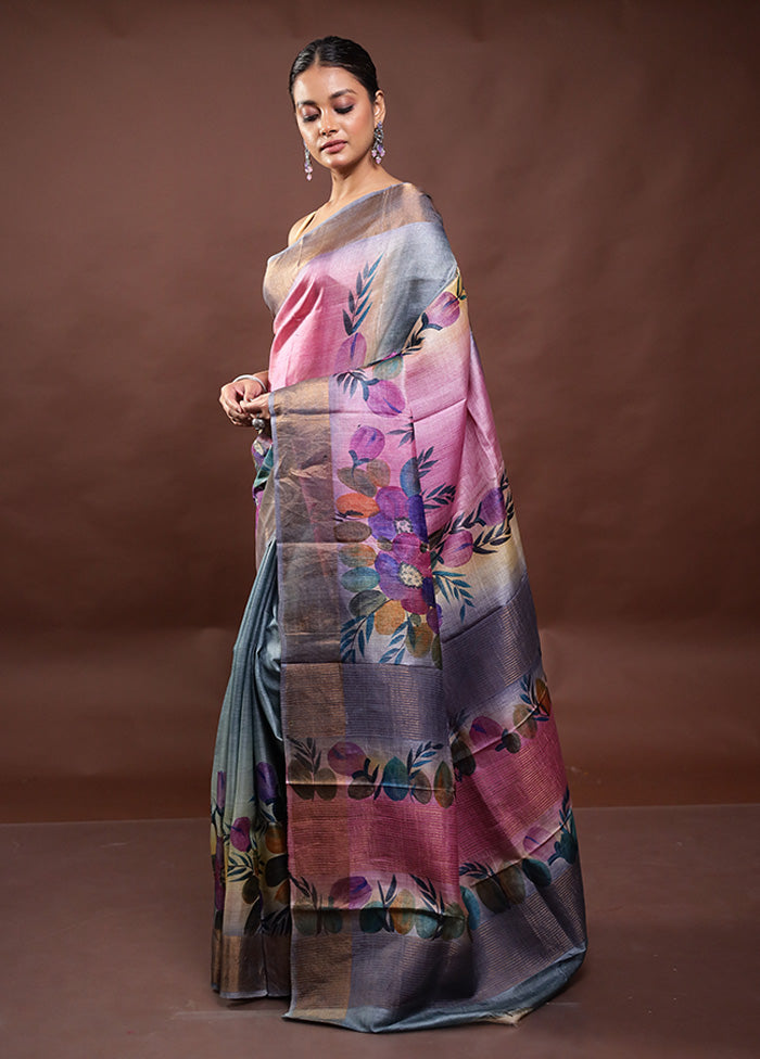 Multicolor Handloom Tussar Pure Silk Saree With Blouse Piece Clearance High Quality