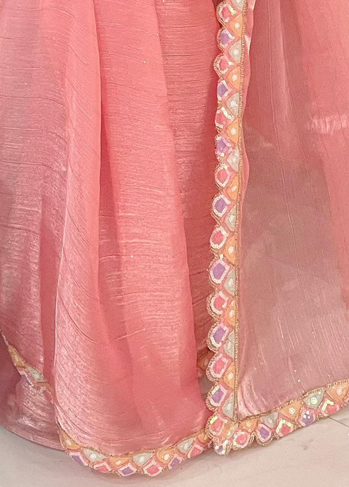 Pink Spun Silk Saree With Blouse Piece Cheap Exclusive