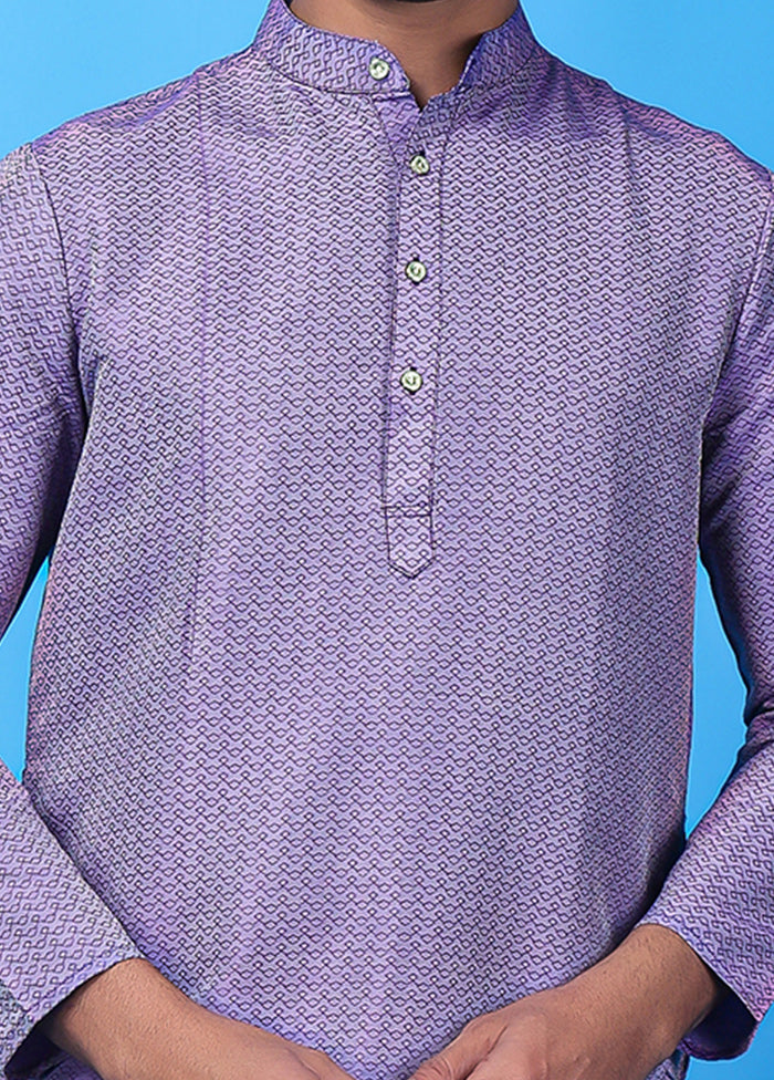 Light Purple Silk Jacquard Knee Length Kurta Explore Cheap Pice