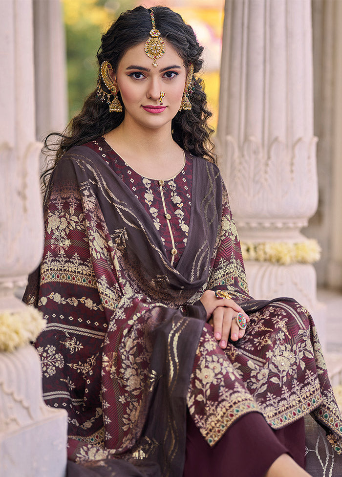 3 Pc Multicolor Unstitched Silk Suit Set Clearance Outlet