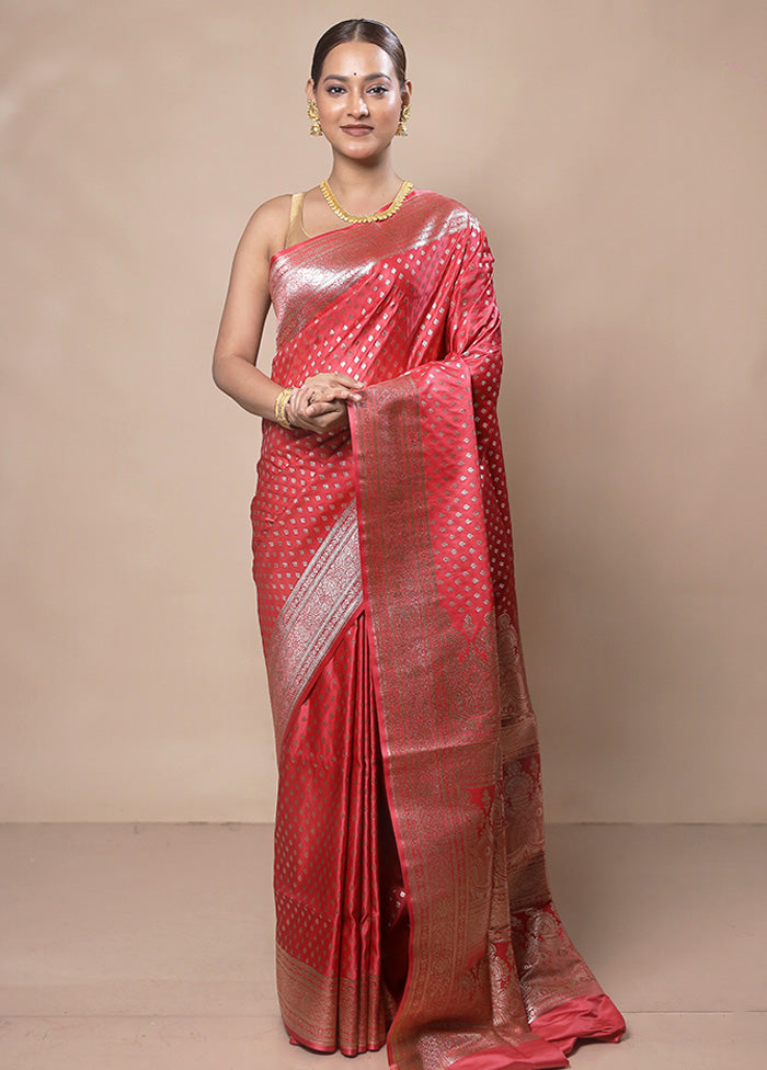 Red Banarasi Silk Saree With Blouse Piece Outlet Online Shop