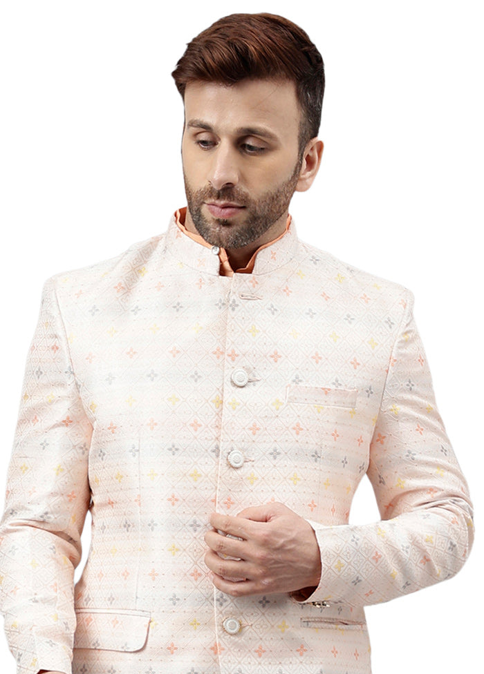 Peach Viscose Jacquard Blazer Clearance Online Online