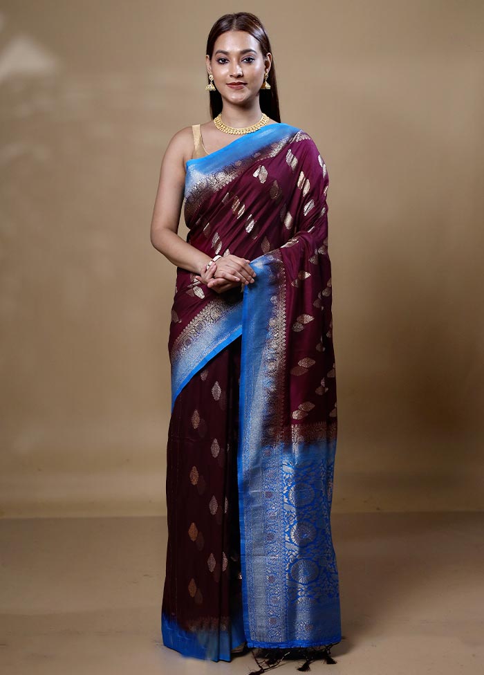 Maroon Dupion Silk Saree With Blouse Piece Outlet Clearance Store