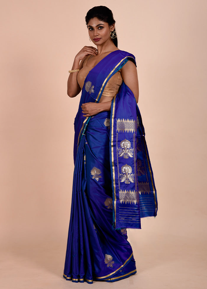 Blue Katan Silk Saree With Blouse Piece Buy Cheap Cost