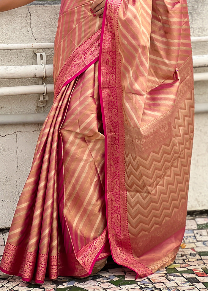 Pink Spun Silk Saree With Blouse Piece Latest Cheap Online