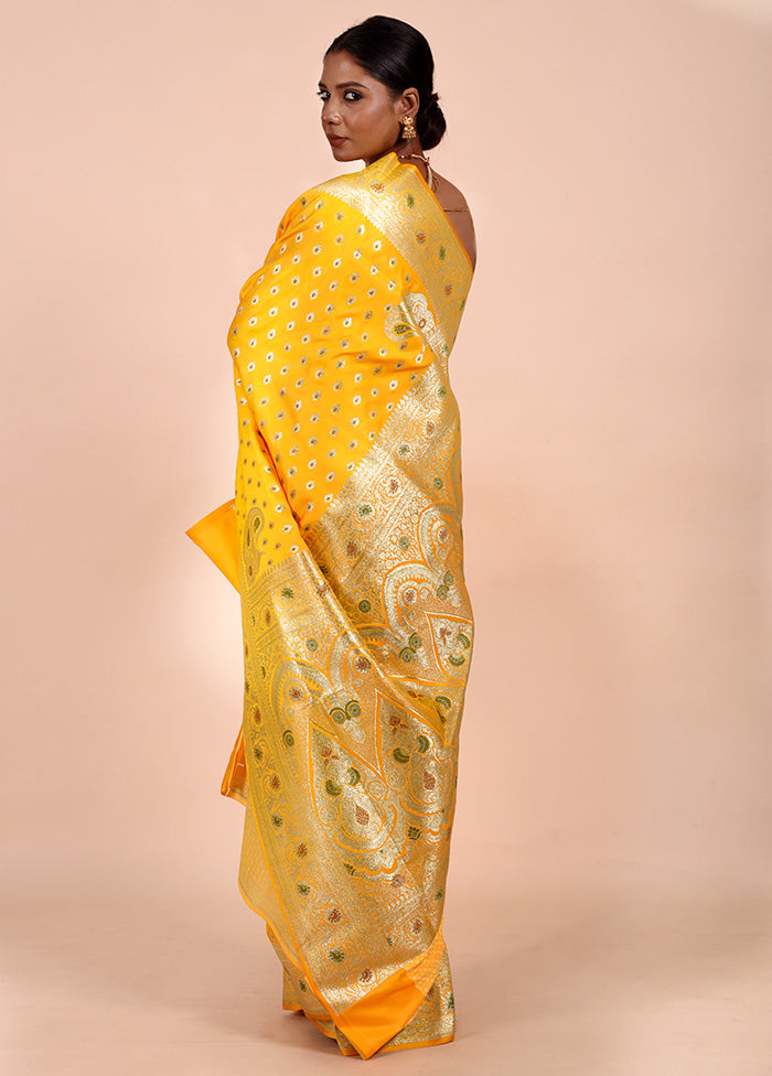 Yellow Banarasi Silk Saree With Blouse Piece Online Cheap Quality