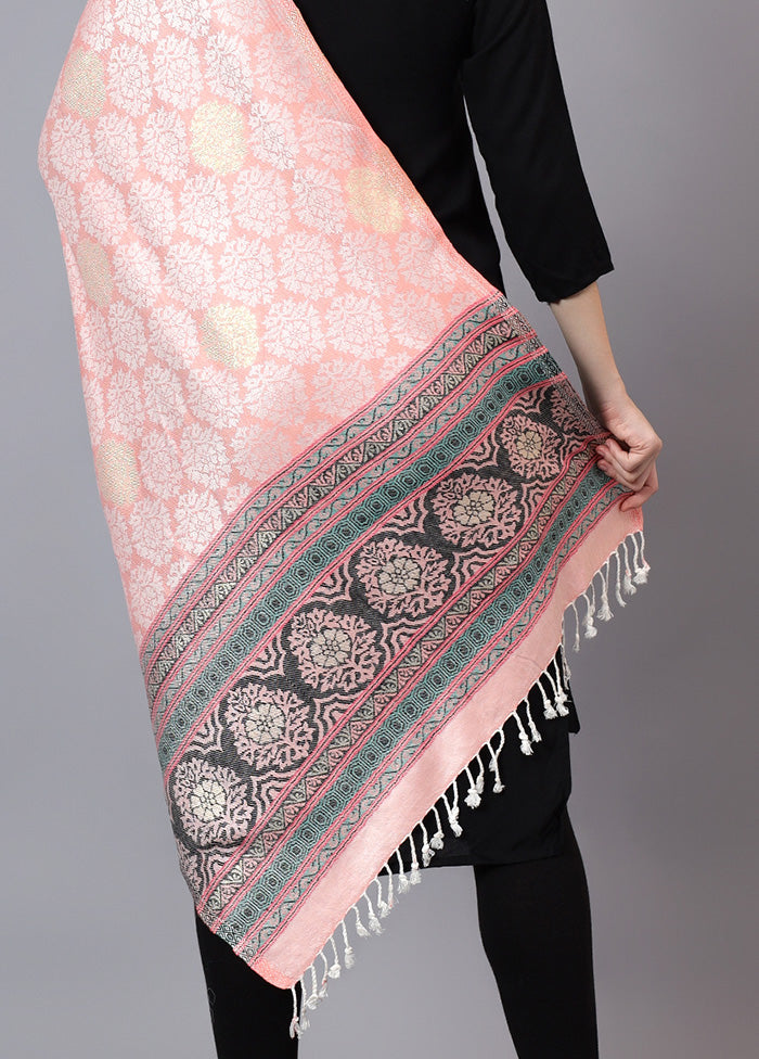 Peach Fine Wool Stole Sale Cheap Online