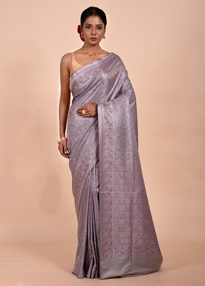 Grey Jamewar Silk Saree With Blouse Piece Countdown Package Cheap Pice