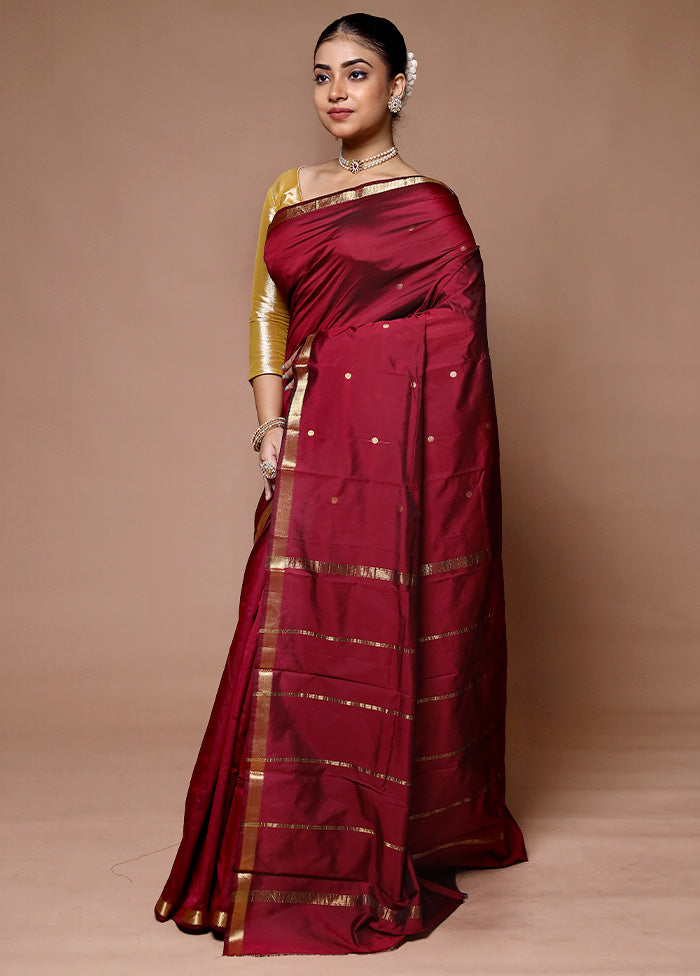 Maroon Kanjivaram Silk Saree With Blouse Piece Clearance Shop