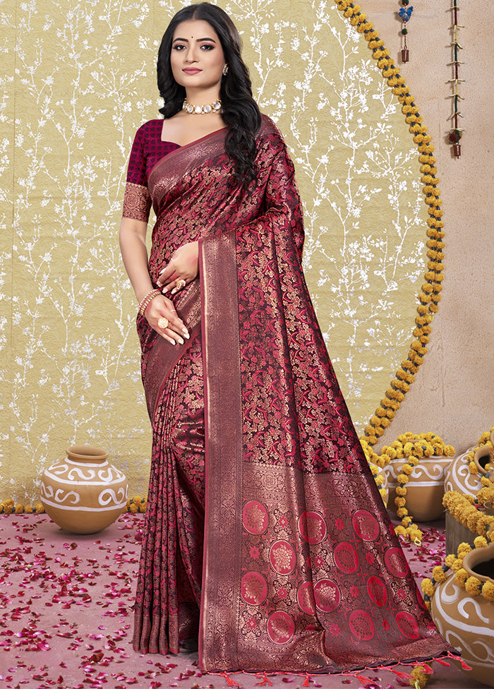 Red Spun Silk Saree With Blouse Piece Clearance Latest