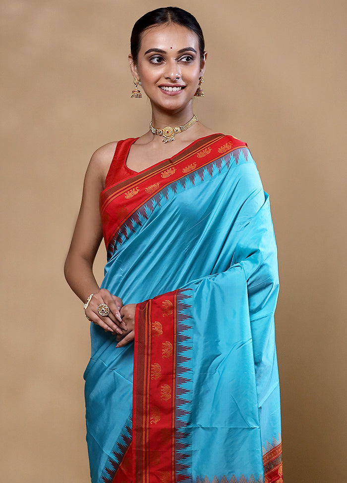 Blue Kanjivaram Silk Saree With Blouse Piece New Arrival