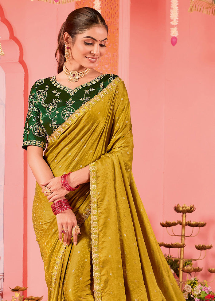 Gold Satin Silk Saree With Blouse Piece Where To Buy