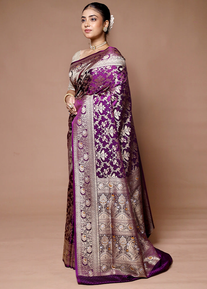 Purple Handloom Uppada Pure Silk Saree With Blouse Piece Clearance Eastbay