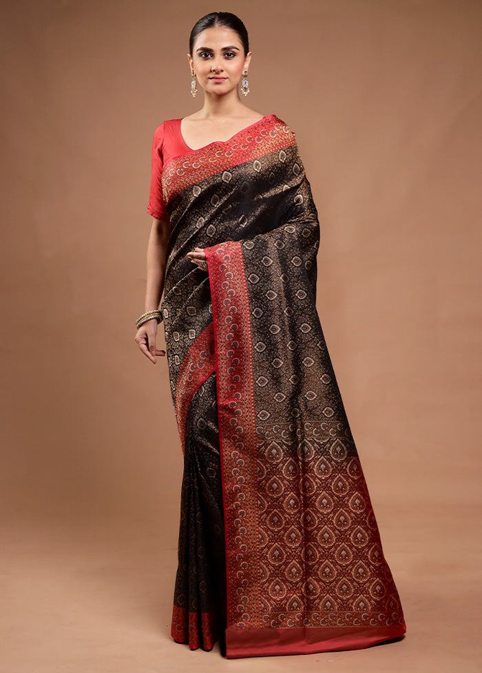 Brown Handloom Jamewar Pure Silk Saree With Blouse Piece Discount