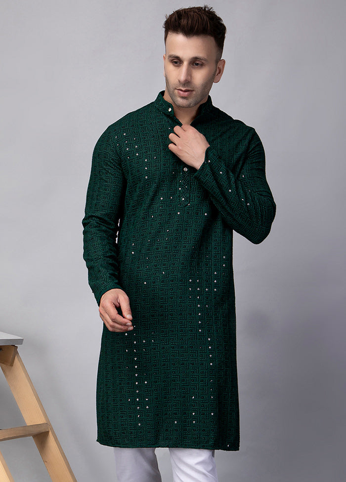 2 Pc Green Viscose Kurta Pajama Set Outlet Cheap Quality