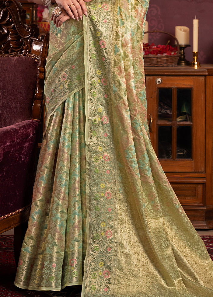 Pista Green Spun Silk Saree With Blouse Piece Free Shipping Release Dates