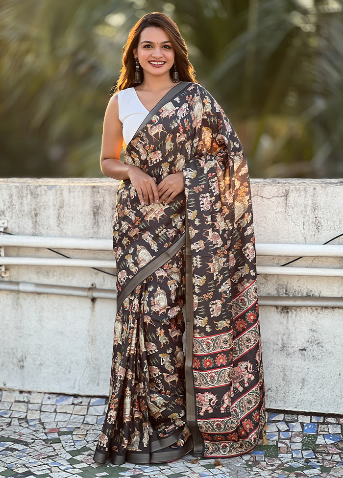 Brown Tussar Silk Saree With Blouse Piece Outlet Great Deals