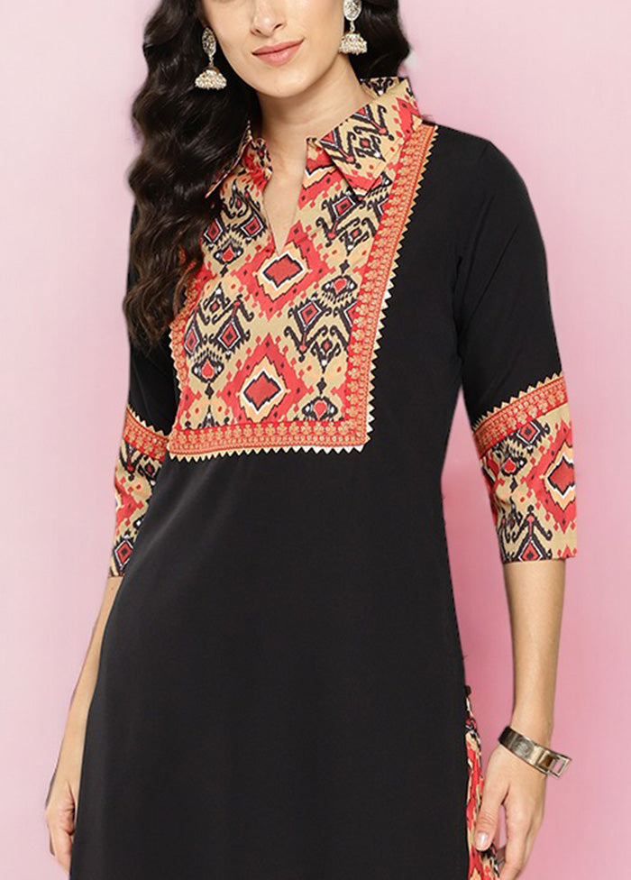 2 Pc Black Readymade Silk Kurti Set Cheap Sale Good Selling