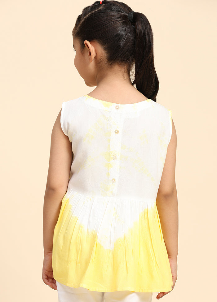 Yellow Rayon Sleeveless Round Neckshape Top Clearance Great Deals