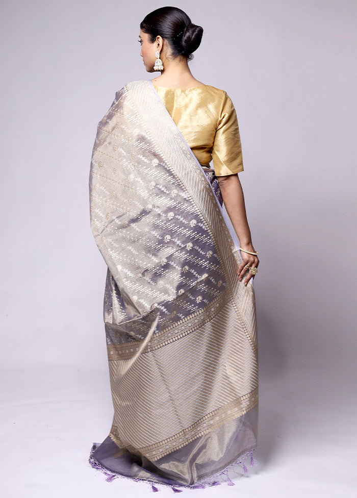 Grey Tissue Silk Saree With Blouse Piece New Styles For Sale