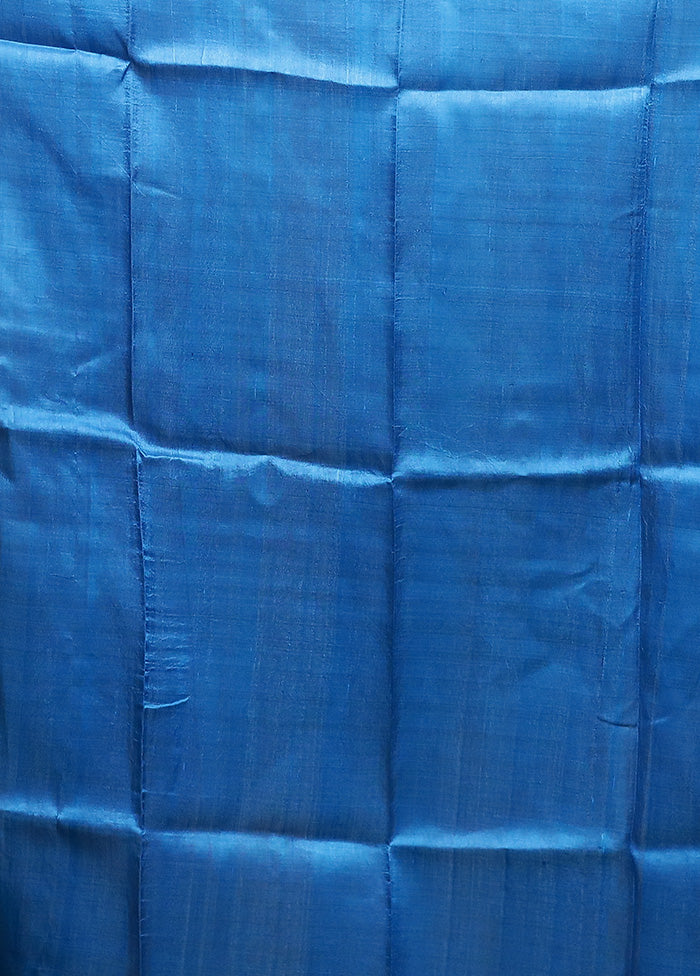 Blue Printed Pure Silk Saree Without Blouse Piece Discount Recommend