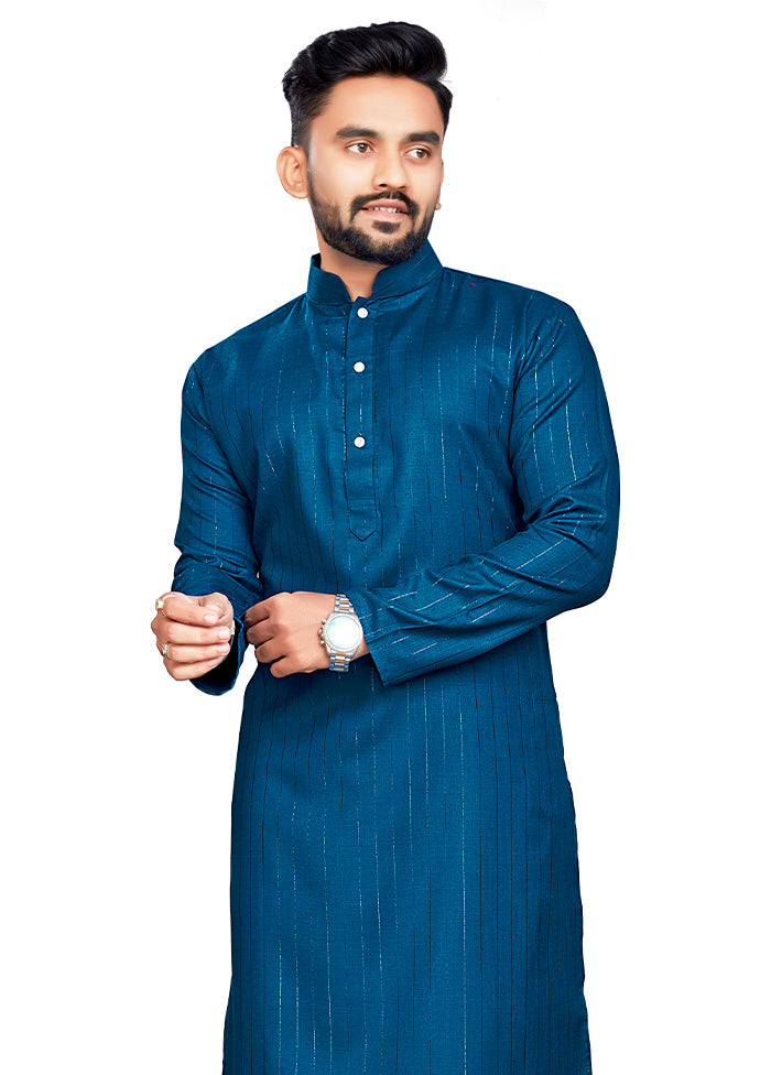 Teal Pure Cotton Kurta And Pajama Set Outlet Genuine