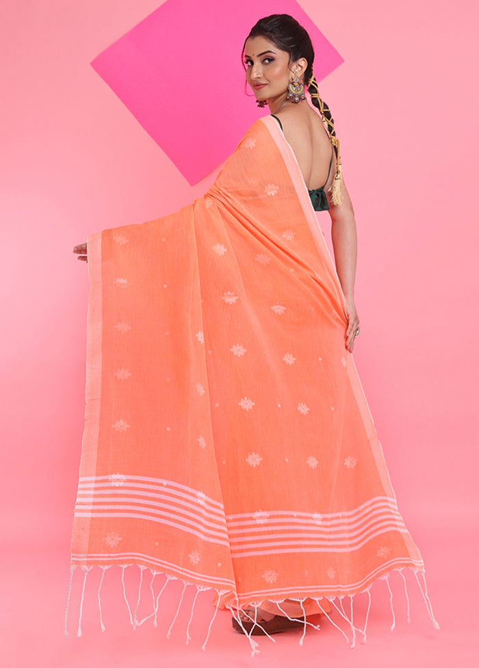 Orange Cotton Saree With Blouse Piece Cheap Finishline