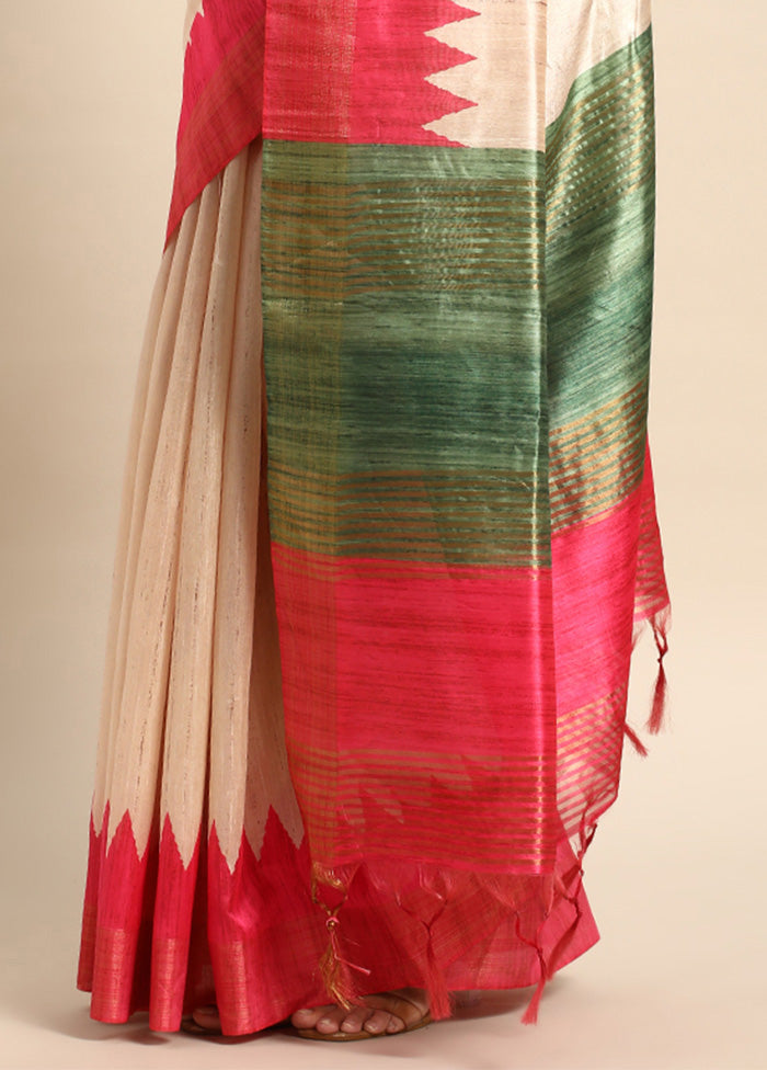 Pink Tussar Silk Saree With Blouse Piece Buy Cheap Very Cheap