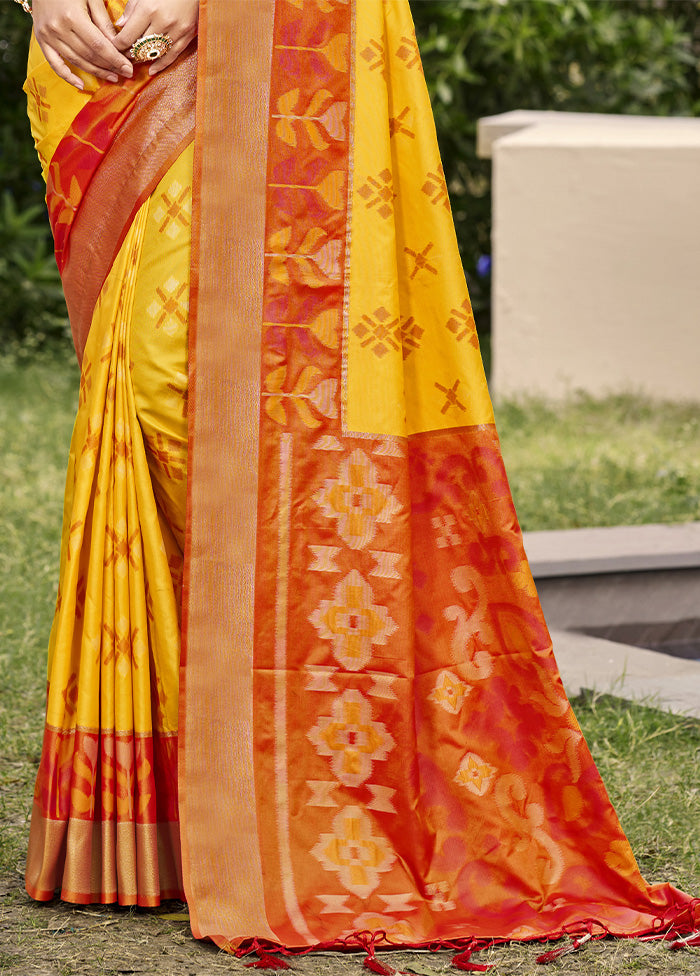 Yellow Spun Silk Saree With Blouse Piece Buy Cheap 2025