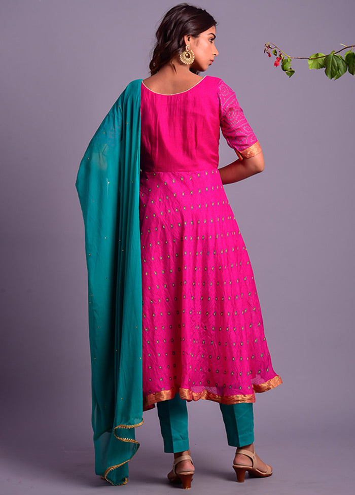 3 Pc Magenta Silk Suit Set With Dupatta Official Online