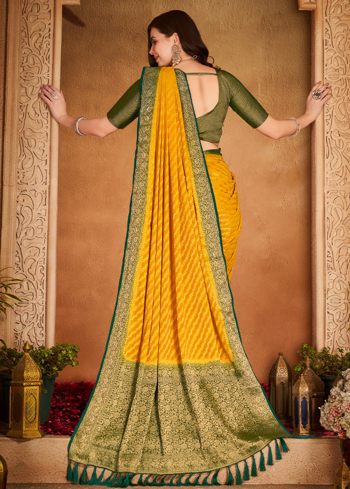 Yellow Georgette Saree With Blouse Piece Outlet 2025 Unisex