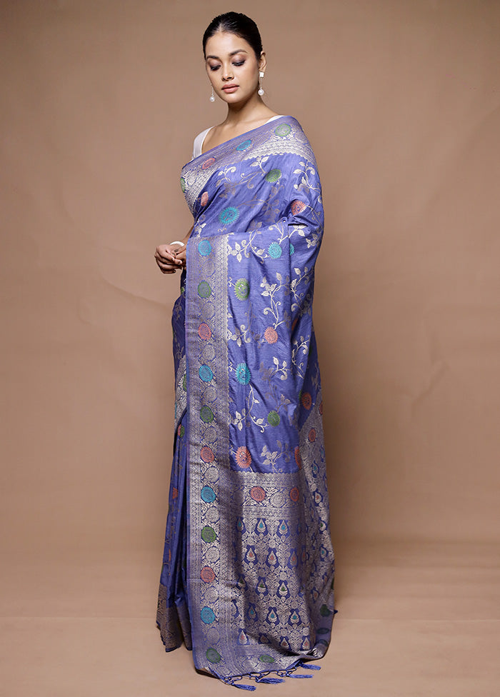 Blue Dupion Silk Saree With Blouse Piece Outlet Wiki